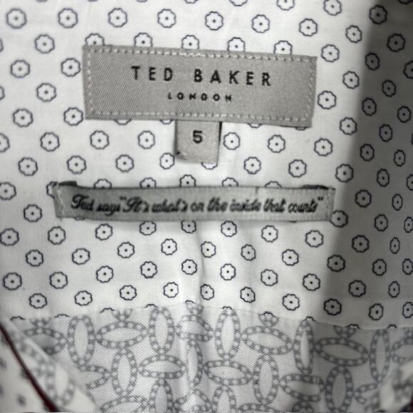 Ted Baker London Black & White Geometric Button Up Shirt Like New! Size 5 - Picture 5 of 16
